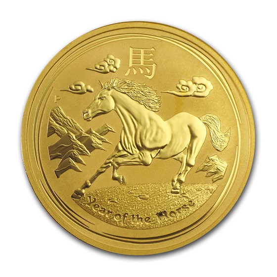2014 Australia 1 oz Gold Lunar Horse BU (Series II) 2014 Australia 1 oz Gold Lunar Horse BU (Series II)